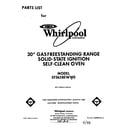 Whirlpool SF365BEWW0 front cover diagram