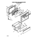 Whirlpool SF365BEWW0 oven door and drawer diagram