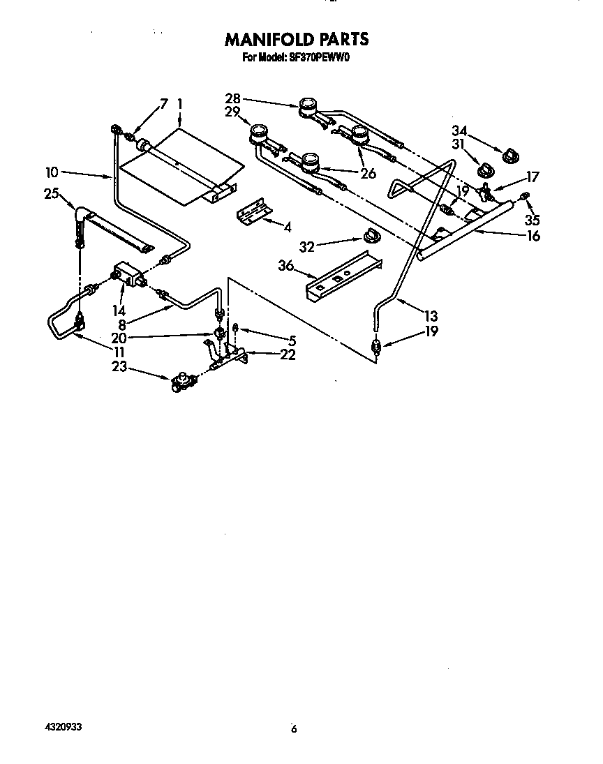 Whirlpool SF370PEWW0 manifold diagram
