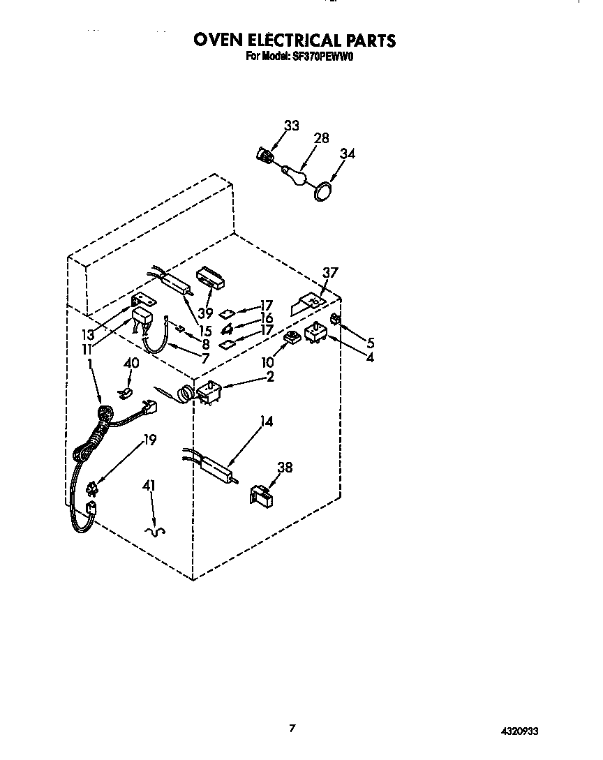 Whirlpool SF370PEWW0 oven electrical diagram