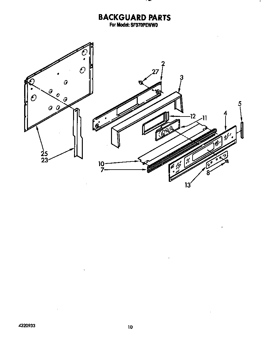 Whirlpool SF370PEWW0 backguard diagram