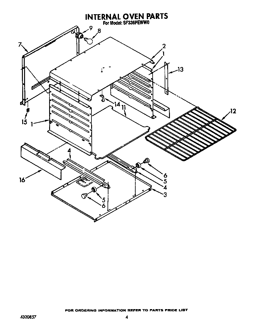 Whirlpool SF336PEWW0 internal oven diagram