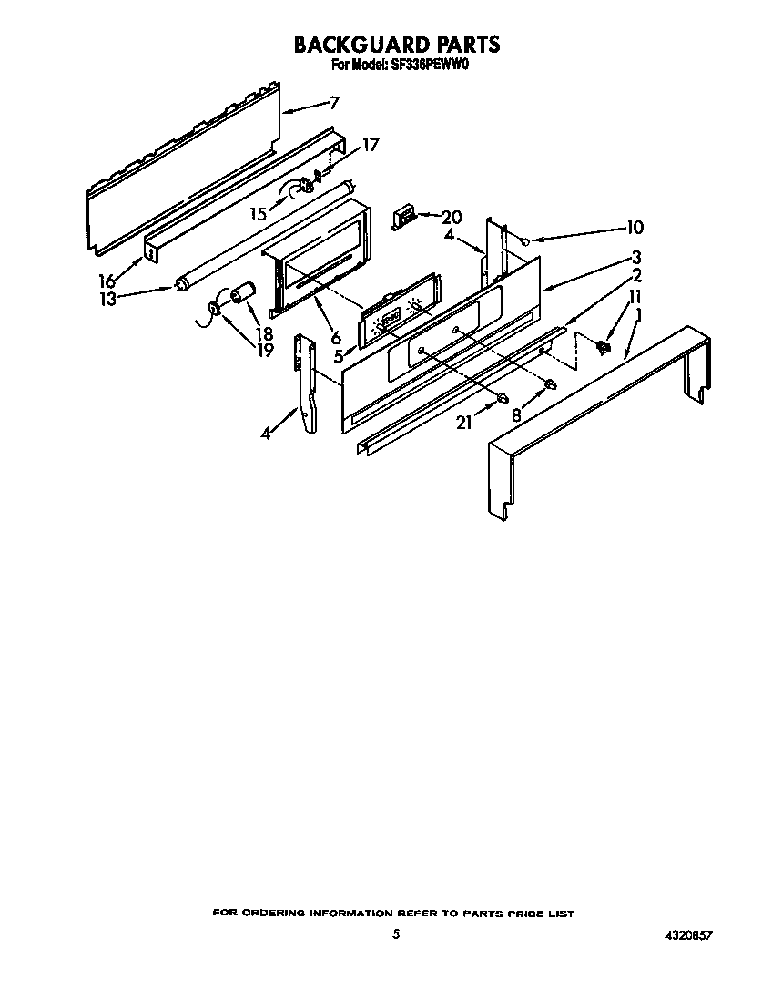 Whirlpool SF336PEWW0 backguard diagram