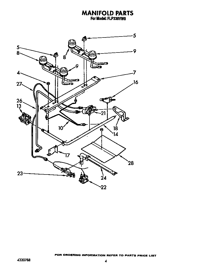 Roper FLP330VW0 manifold diagram