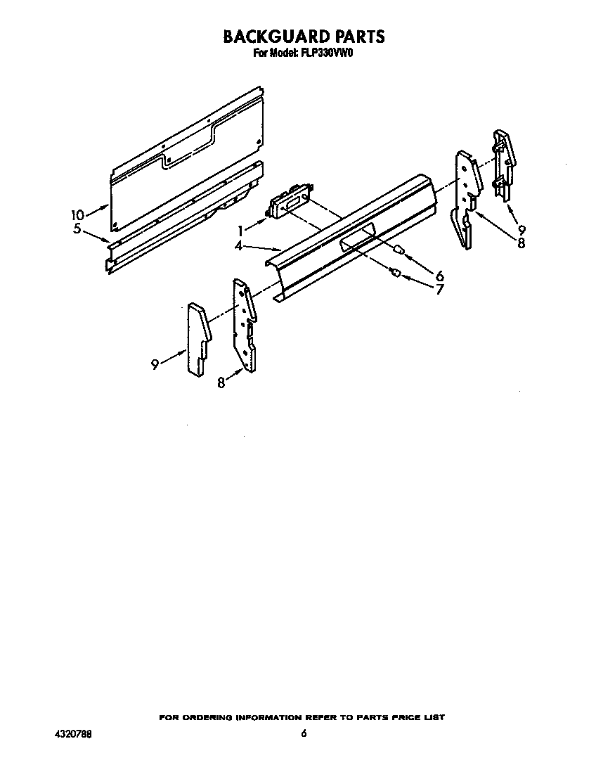 Roper FLP330VW0 backguard diagram