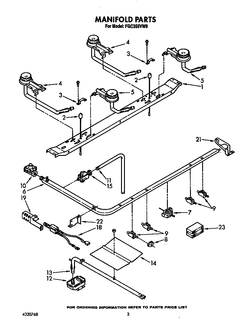 Roper FGC355VW0 manifold diagram