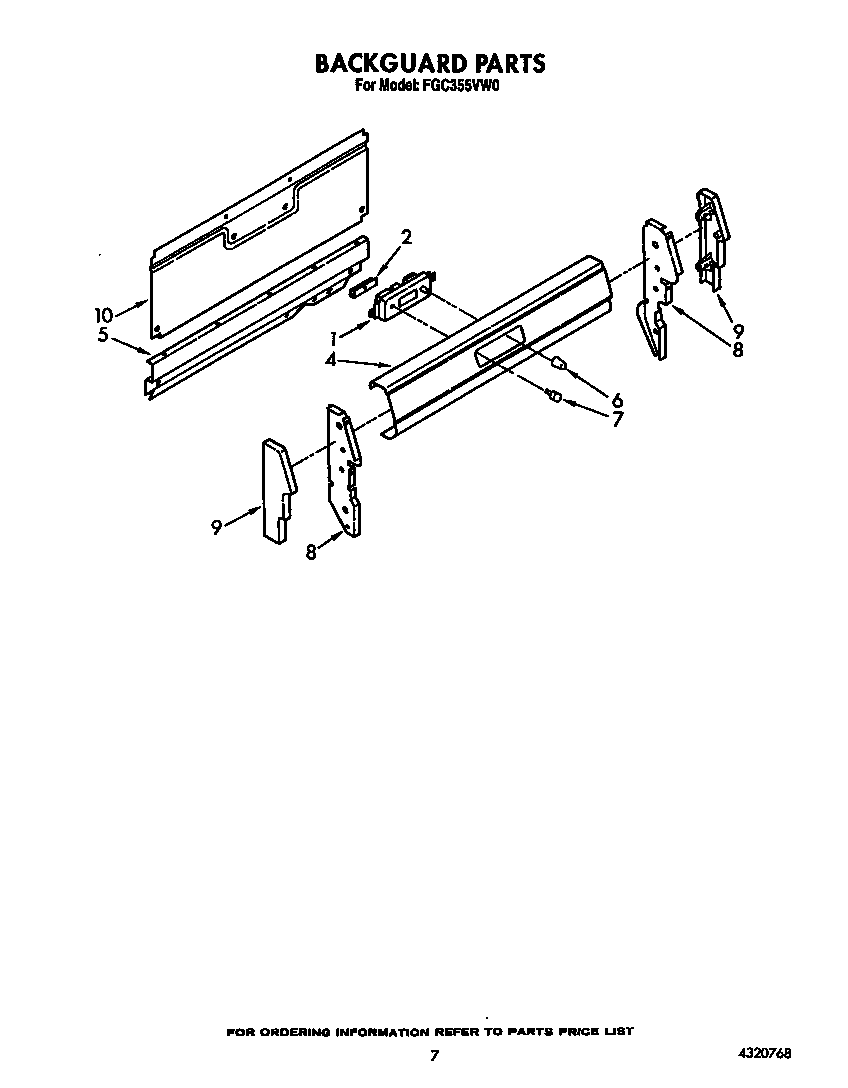 Roper FGC355VW0 backguard diagram