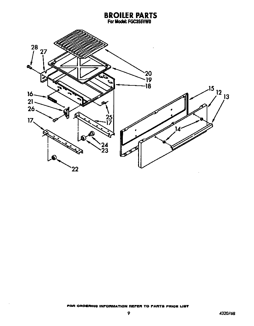 Roper FGC355VW0 broiler diagram