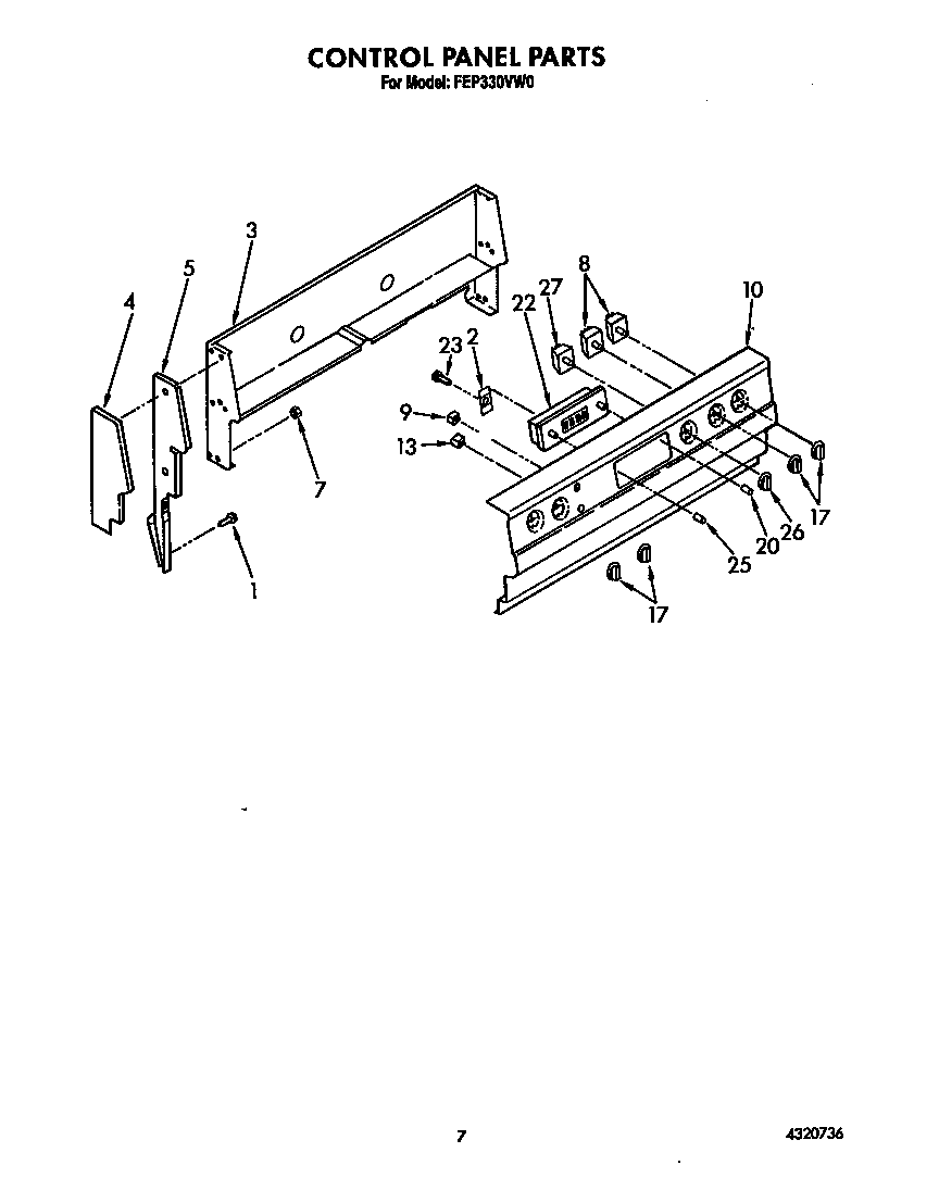 Roper FEP330VW0 control panel diagram