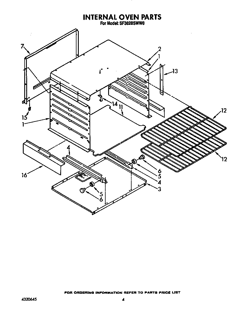 Whirlpool SF302BSWW0 internal oven diagram