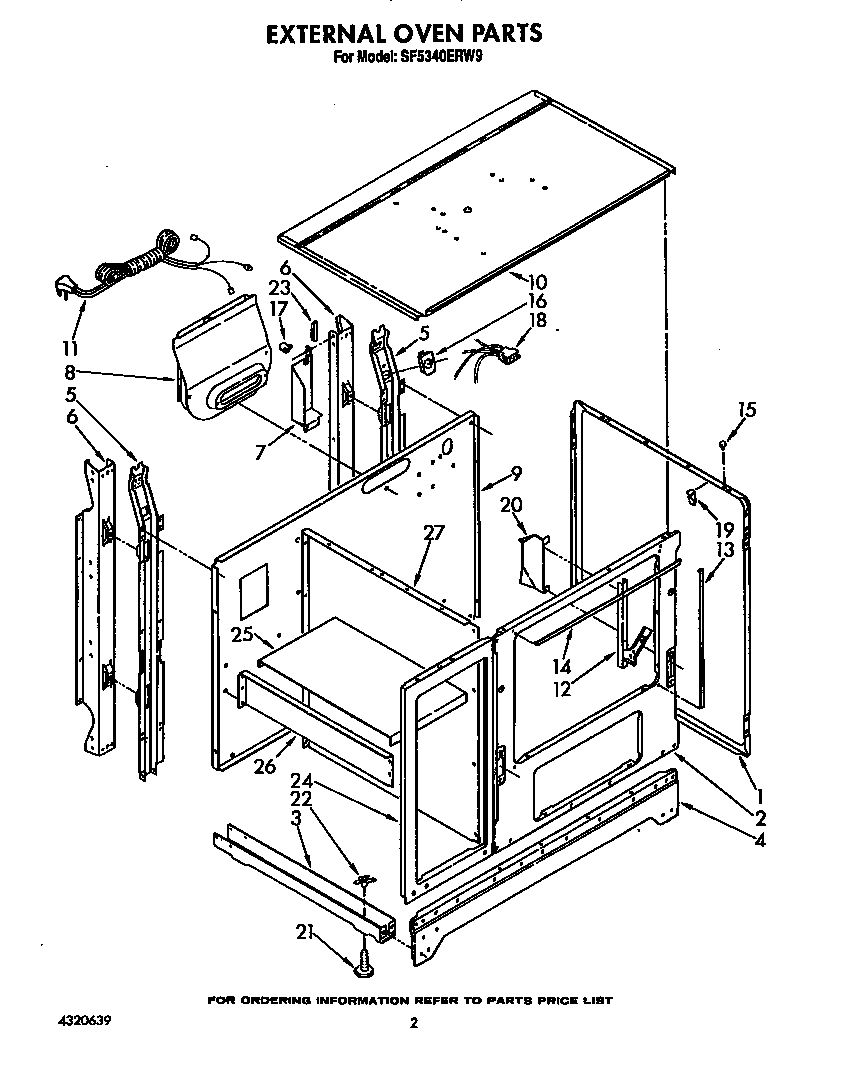Whirlpool SF5340ERW9 external oven diagram