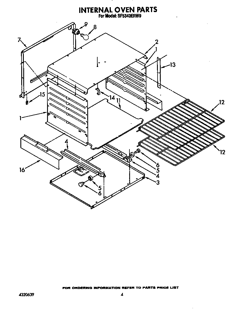 Whirlpool SF5340ERW9 internal oven diagram