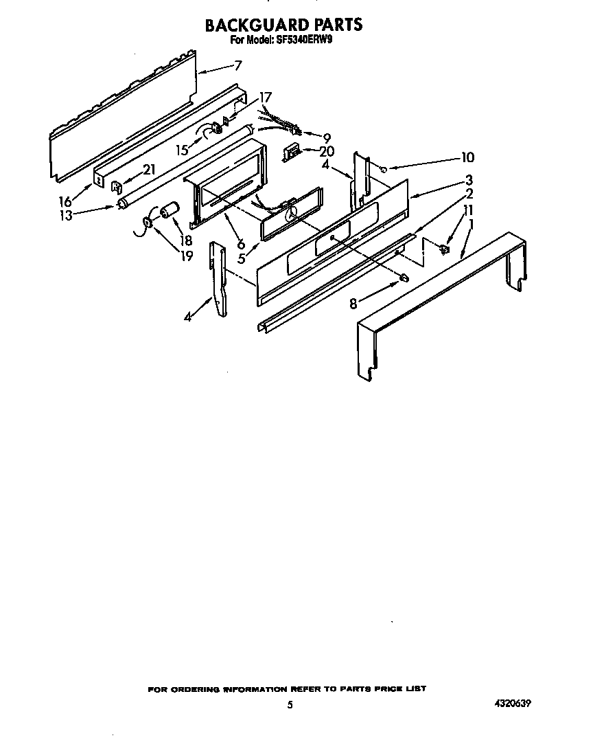 Whirlpool SF5340ERW9 backguard diagram