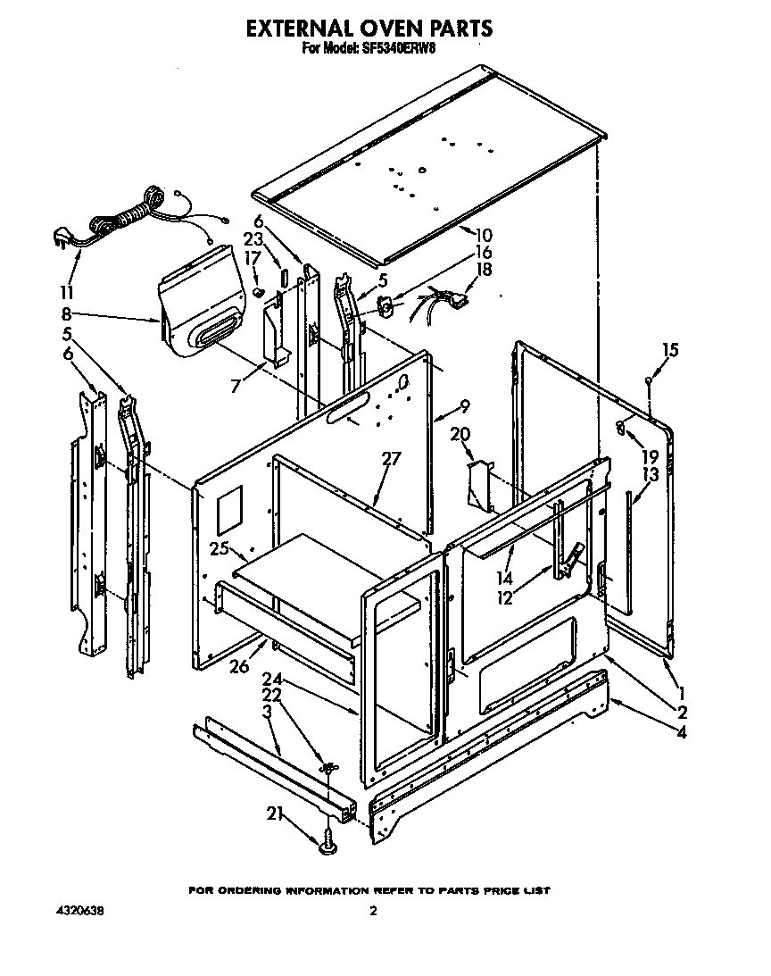 Whirlpool SF5340ERW8 external oven diagram