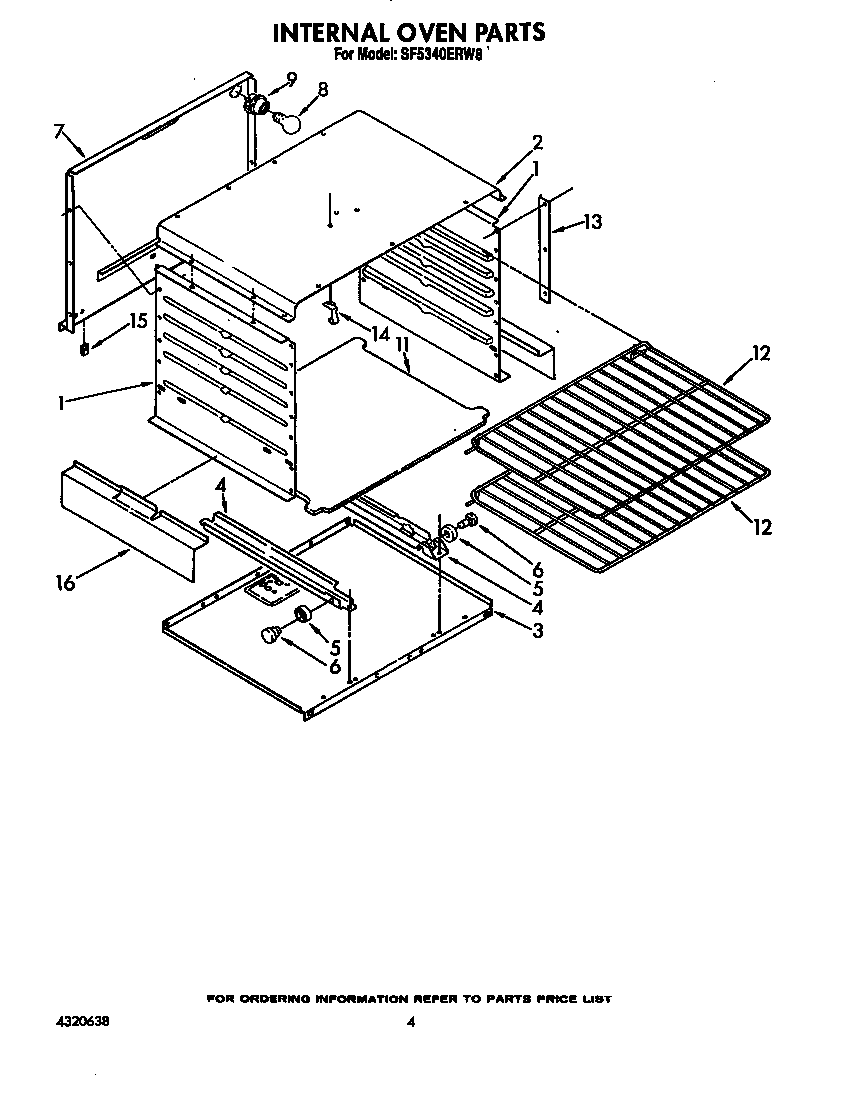 Whirlpool SF5340ERW8 internal oven diagram