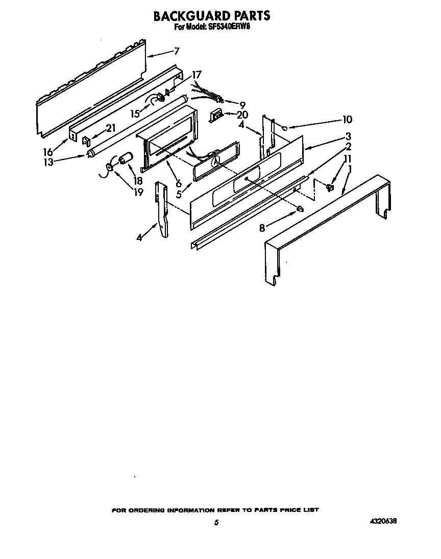 Whirlpool SF5340ERW8 backguard diagram