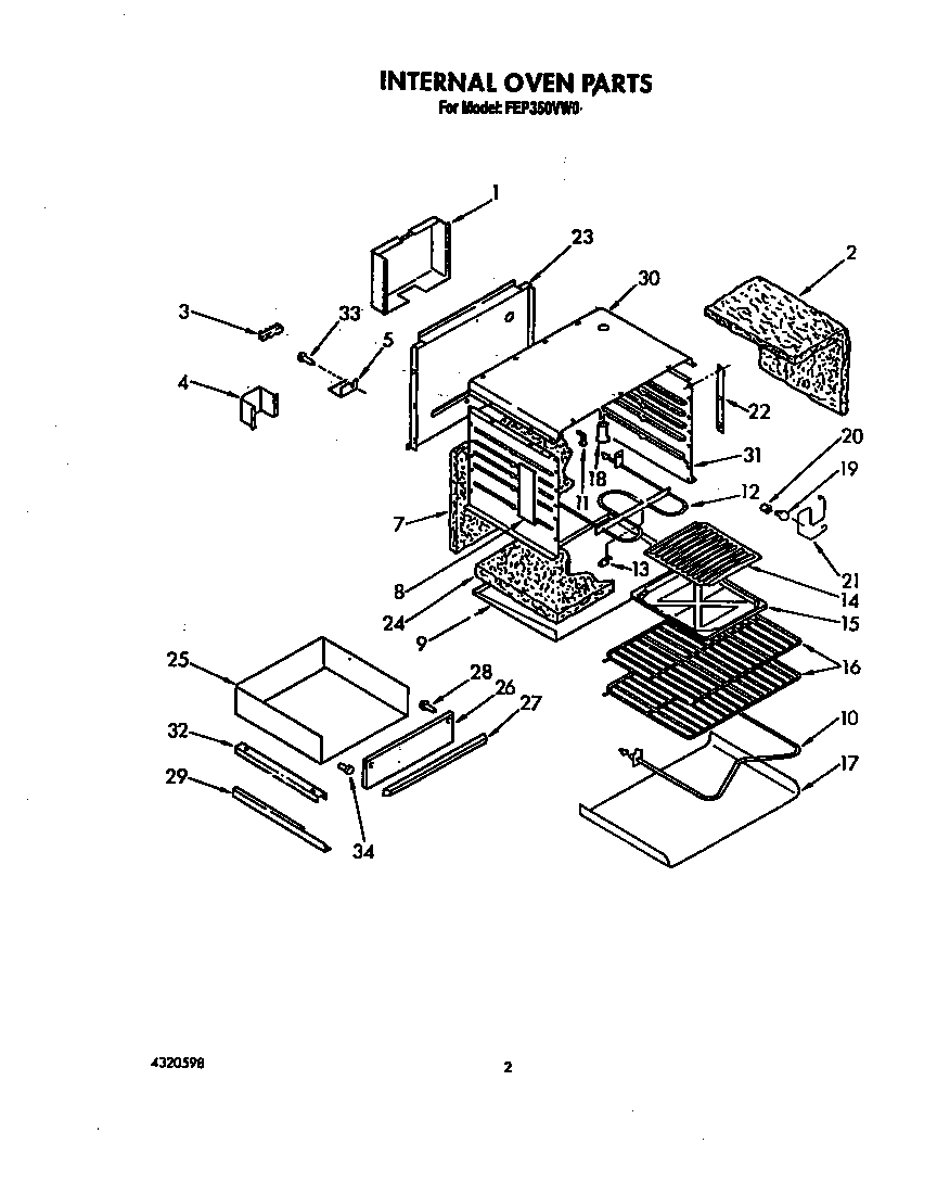Roper FEP350VW0 internal oven diagram
