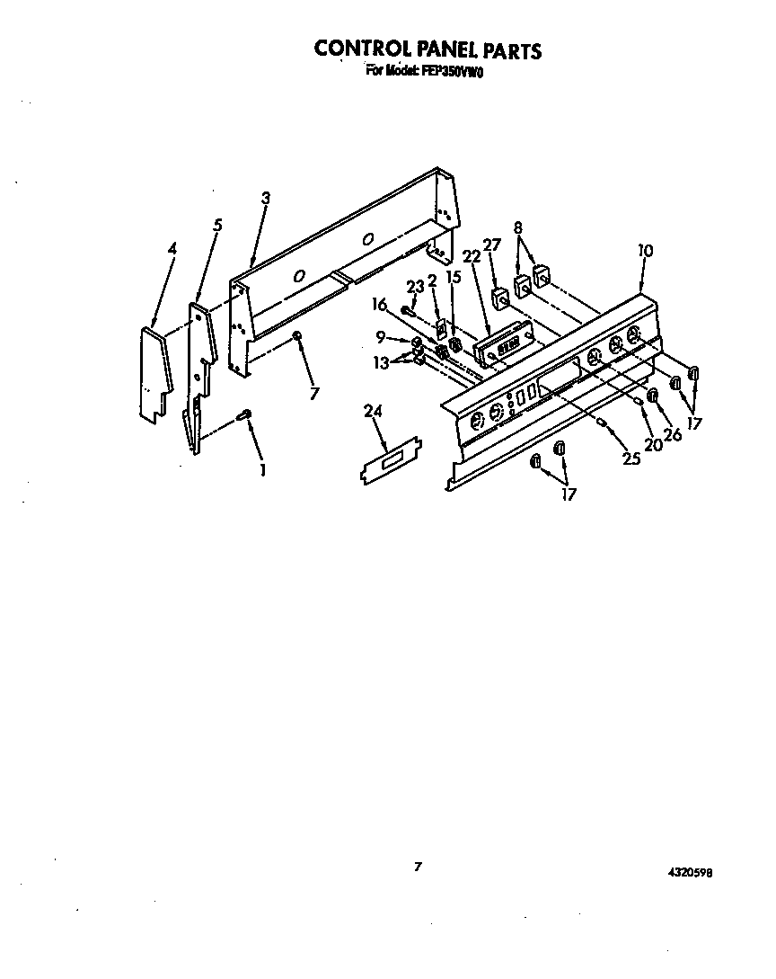 Roper FEP350VW0 control panel diagram