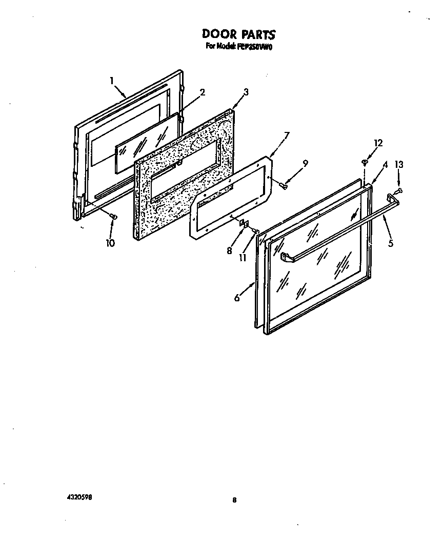 Roper FEP350VW0 door diagram