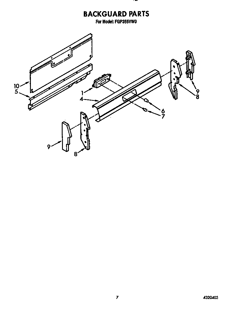 Roper FGP355VW0 backguard diagram
