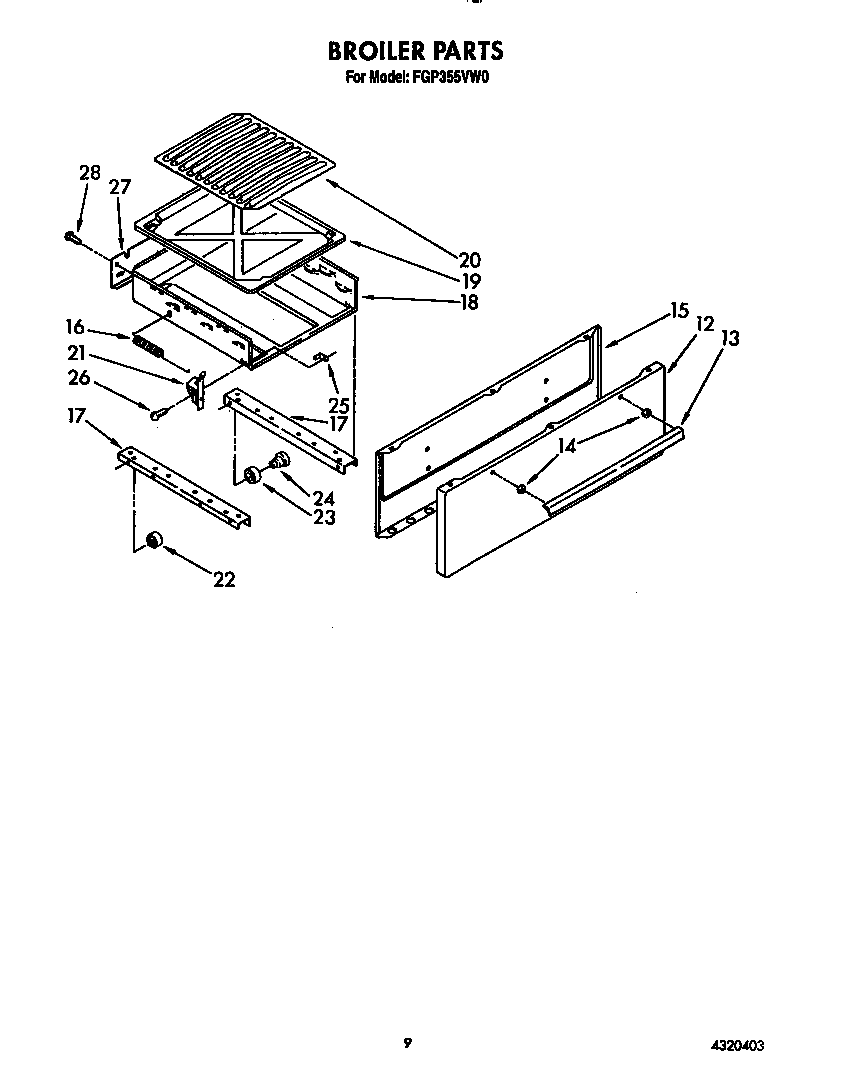 Roper FGP355VW0 broiler diagram