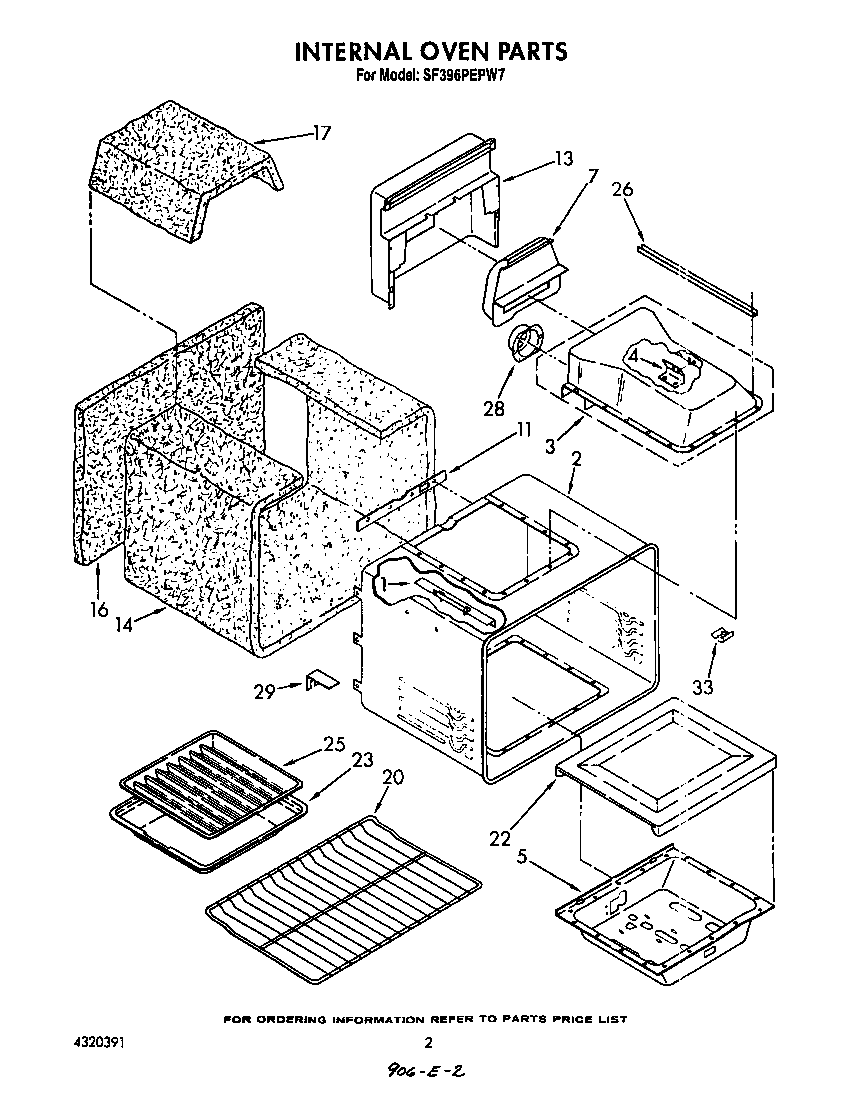 Whirlpool SF396PEPW7 internal oven diagram