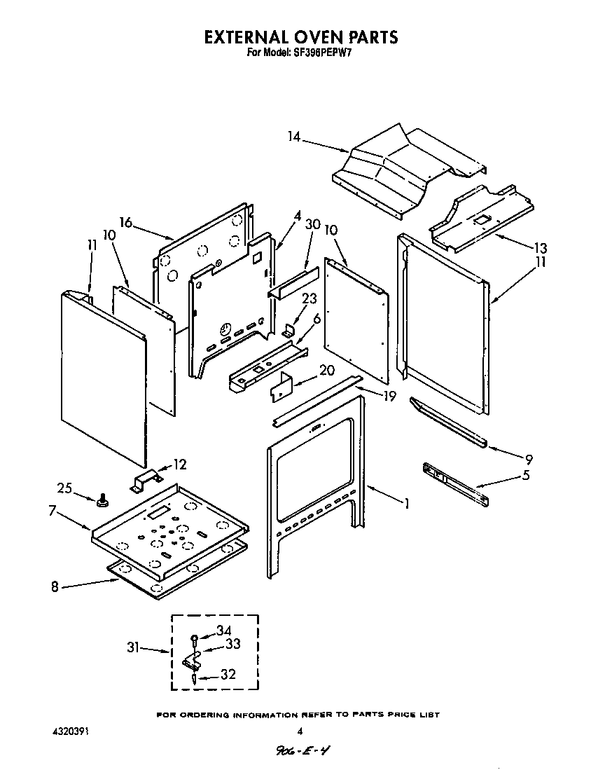 Whirlpool SF396PEPW7 external oven diagram