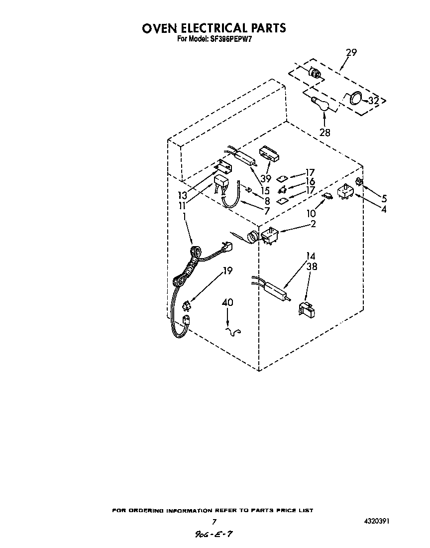 Whirlpool SF396PEPW7 oven electrical diagram