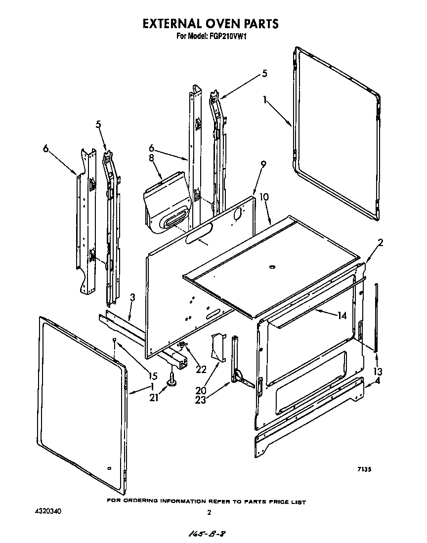 Roper FGP210VW1 external oven diagram