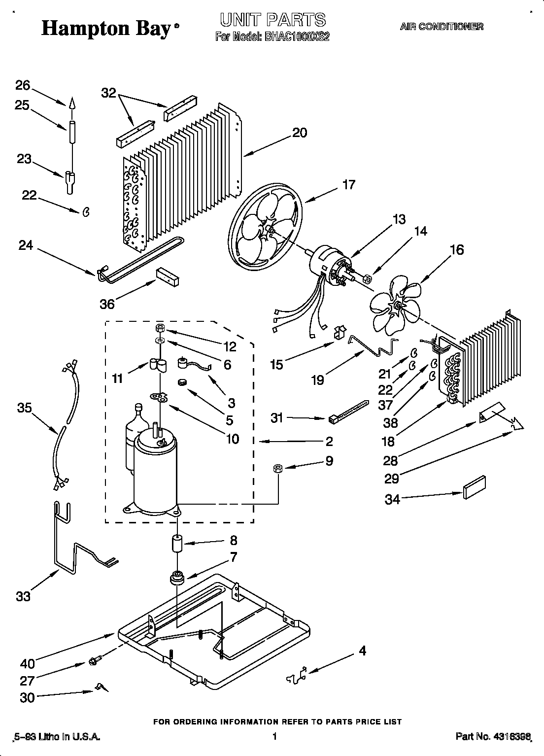 Whirlpool BHAC1000XS2 unit diagram