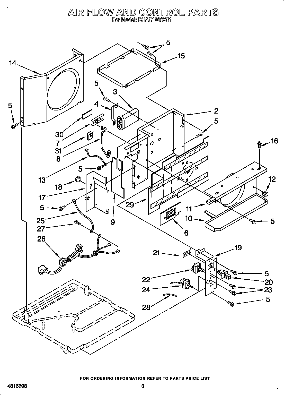 Whirlpool BHAC1000XS2 air flow and control diagram