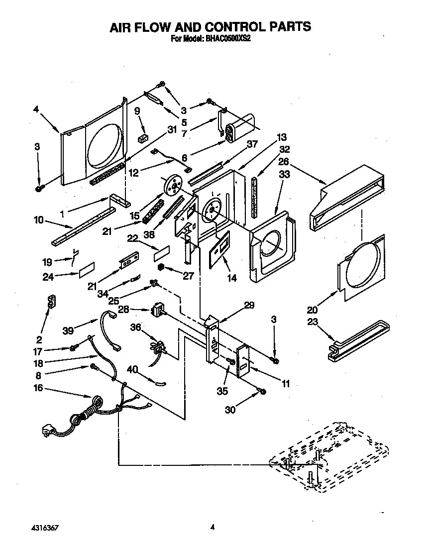 Whirlpool BHAC0500XS2 airflow and control diagram