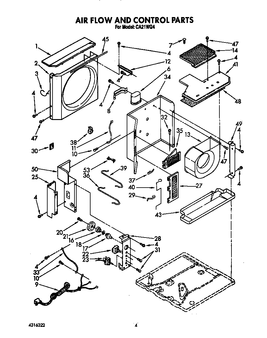 Whirlpool CA21WQ4 air flow and control diagram
