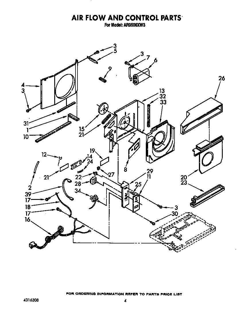 Whirlpool AR0500XW3 airflow and control diagram