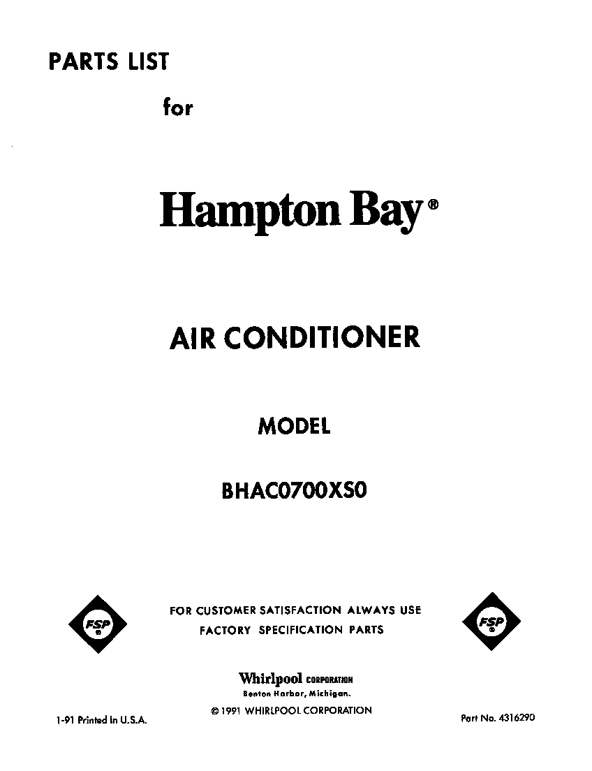 Whirlpool BHAC0700XS0 front cover diagram