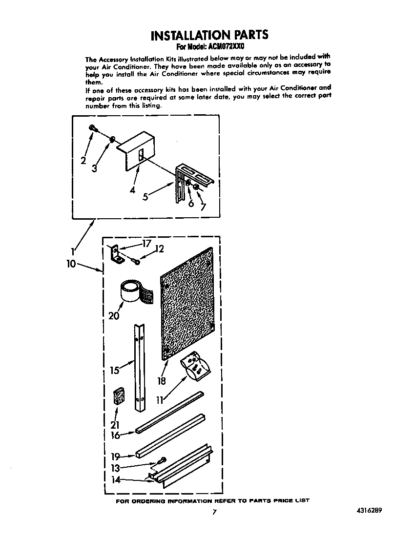 Whirlpool ACM072XX0 installation diagram