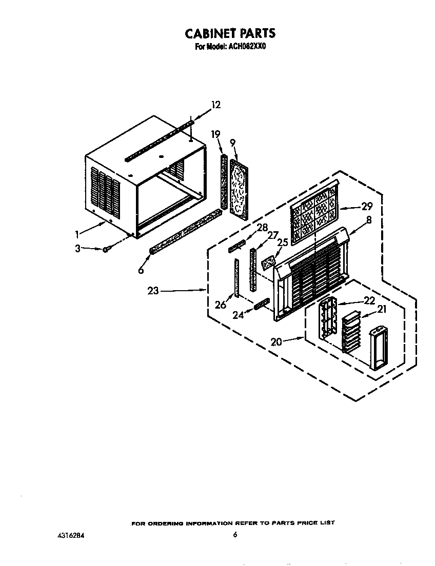 Whirlpool ACH082XX0 cabinet diagram