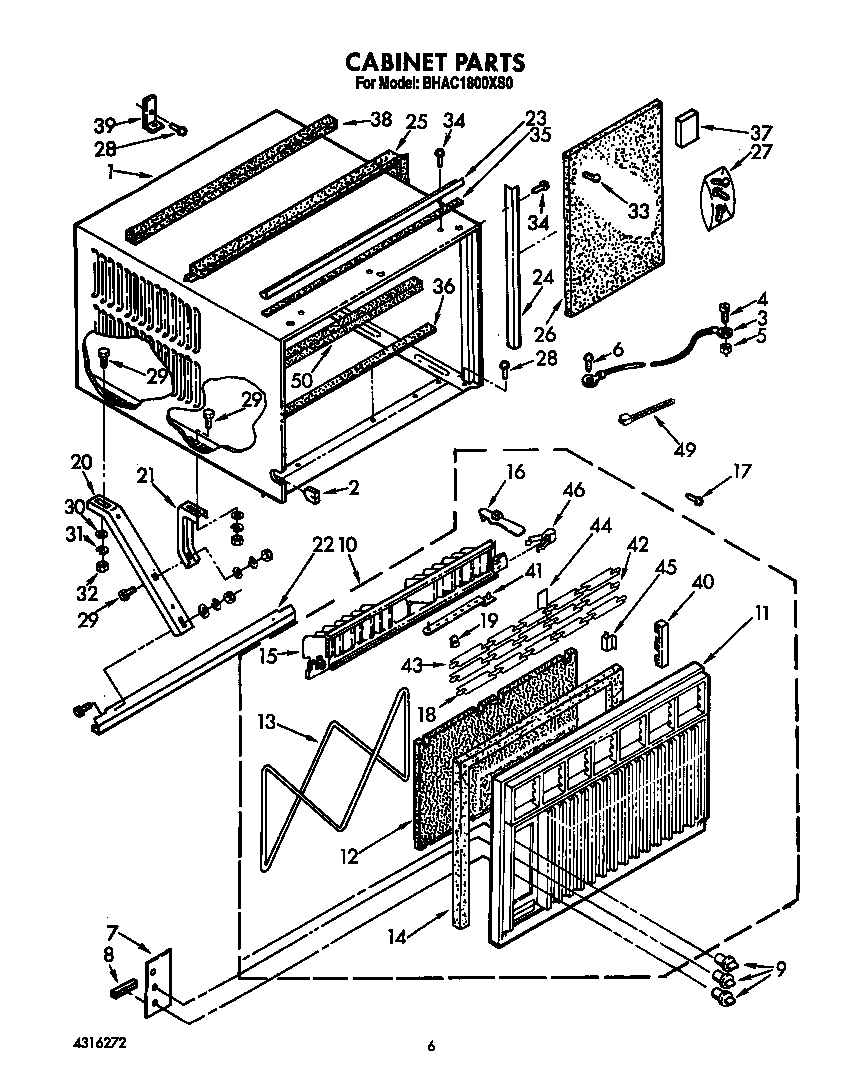 Whirlpool BHAC1800XS0 cabinet diagram