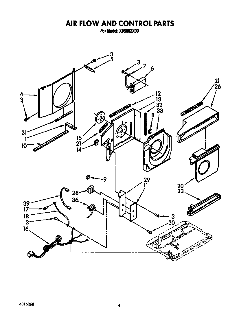 Roper X05002X00 airflow and control diagram