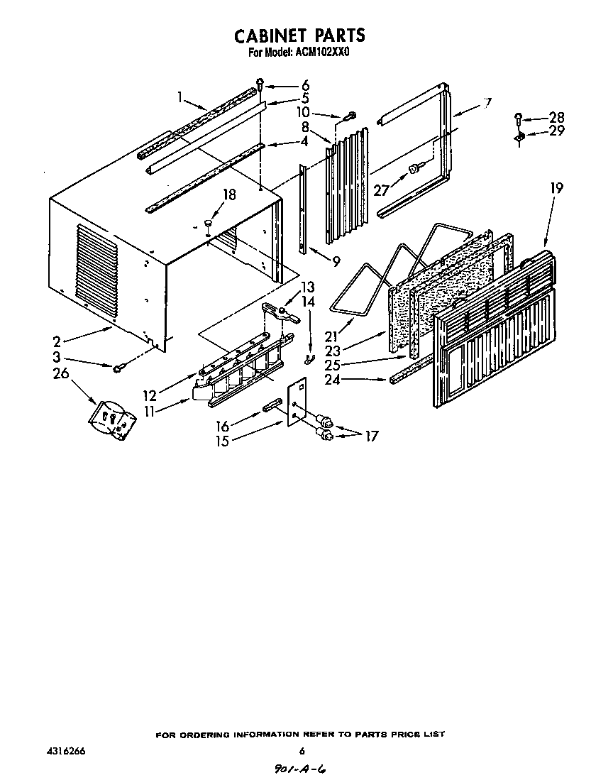 Whirlpool ACM102XX0 cabinet diagram