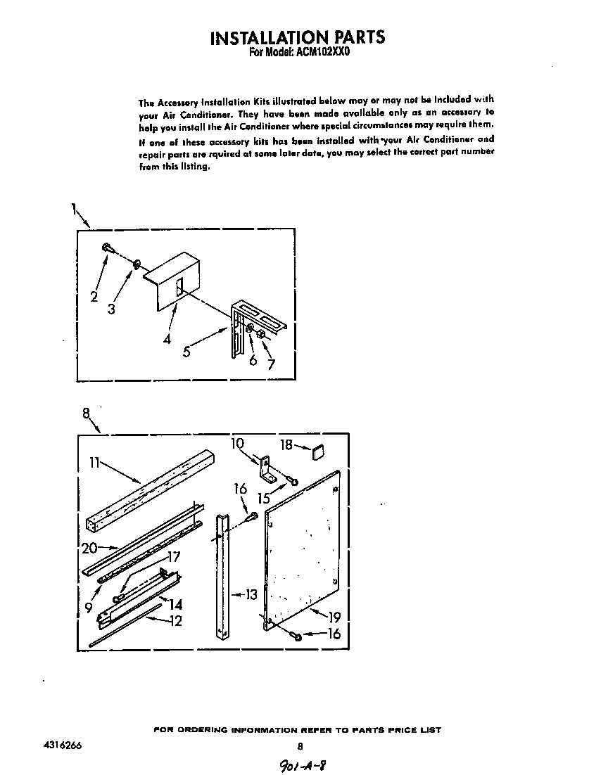 Whirlpool ACM102XX0 installation diagram