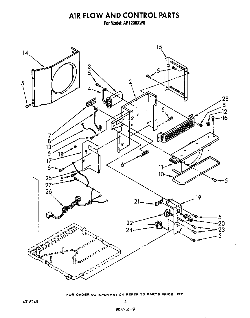 Whirlpool AR1200XW0 air flow and control diagram