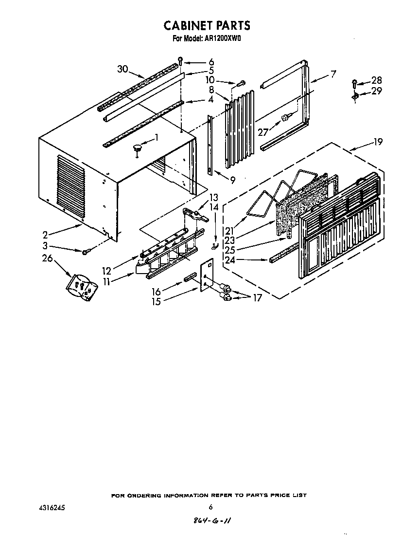 Whirlpool AR1200XW0 cabinet diagram