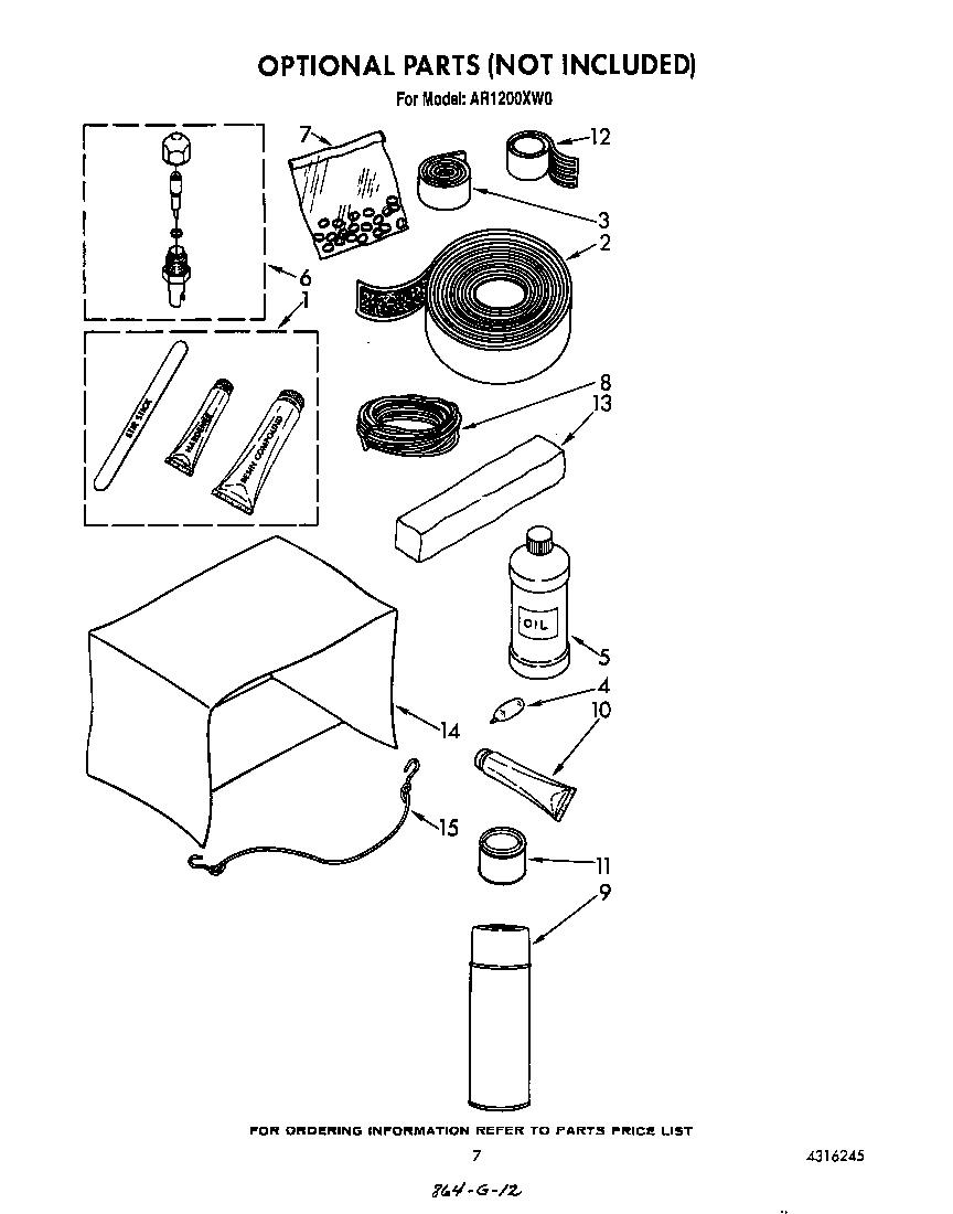 Whirlpool AR1200XW0 lit/optional diagram