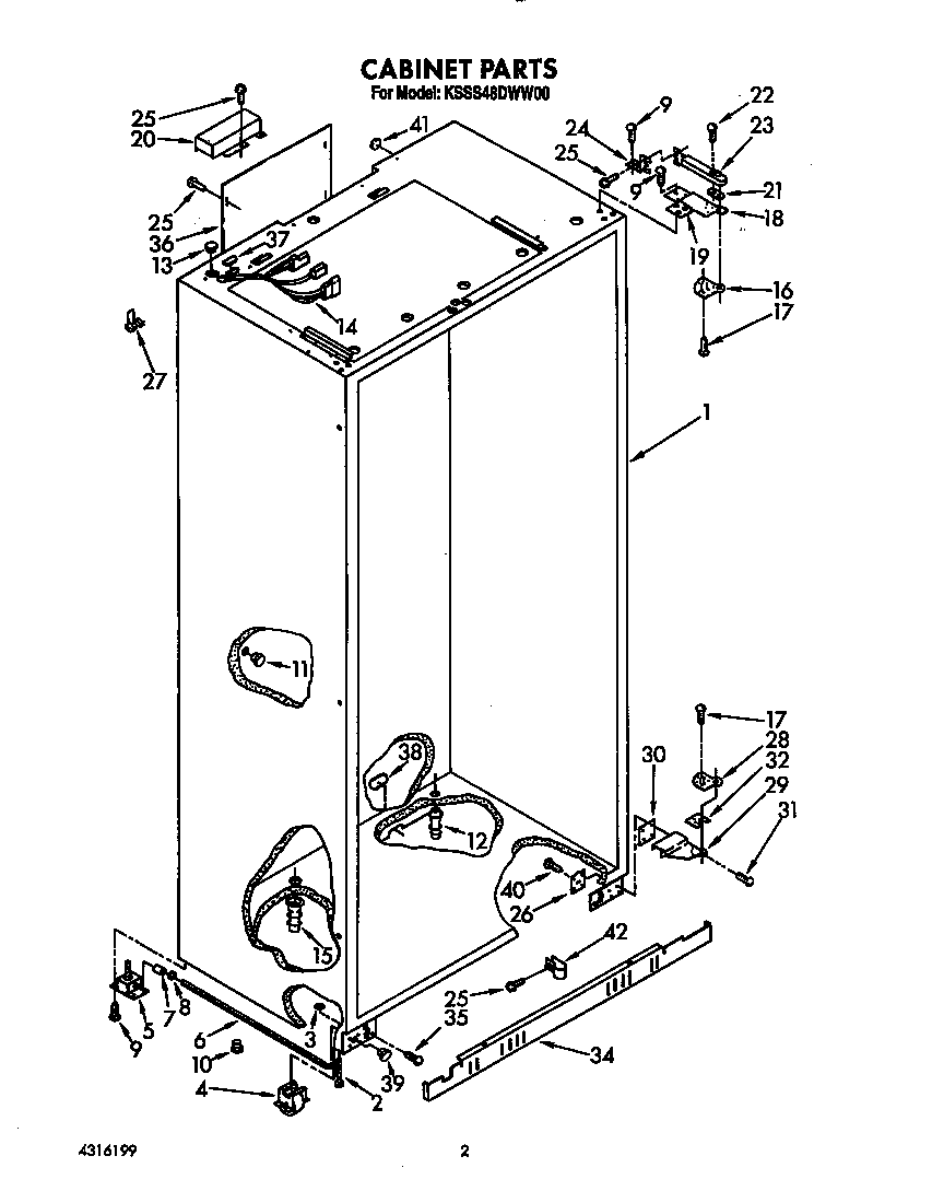 KitchenAid KSSS48DWW00 cabinet diagram