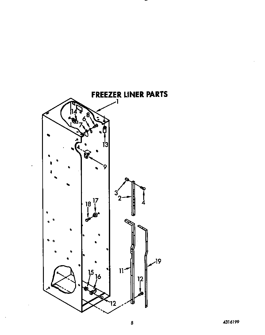KitchenAid KSSS48DWW00 freezer liner diagram
