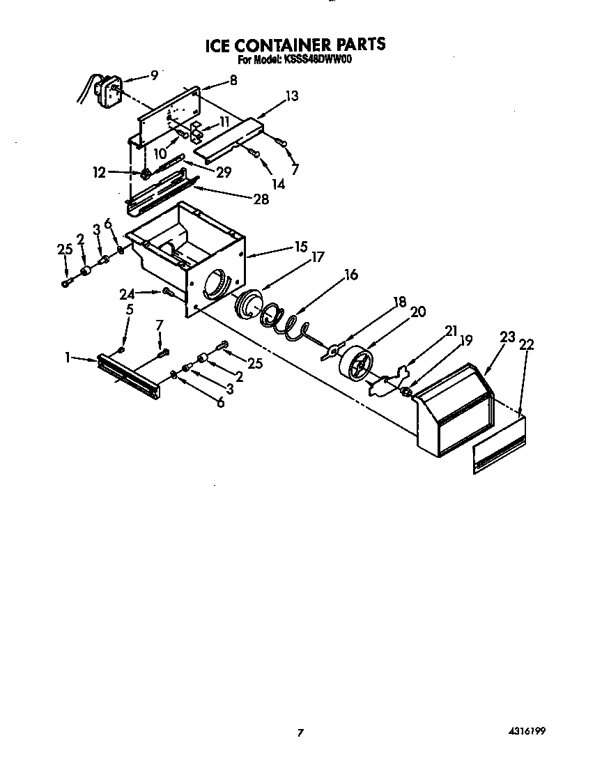 KitchenAid KSSS48DWW00 ice container diagram