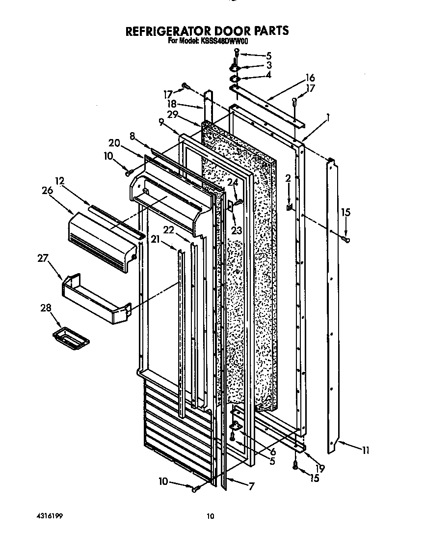KitchenAid KSSS48DWW00 refrigerator door diagram