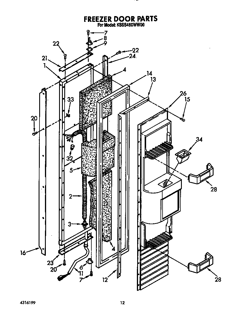 KitchenAid KSSS48DWW00 freezer door diagram