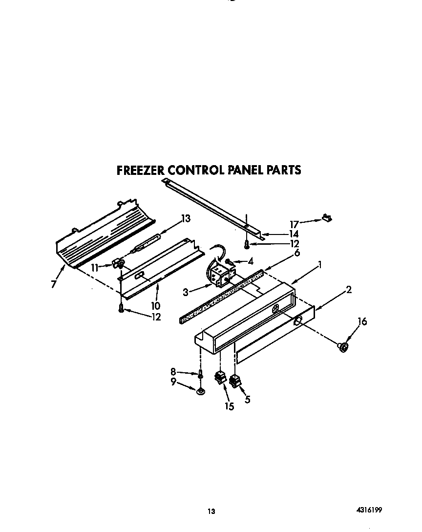 KitchenAid KSSS48DWW00 freezer control panel diagram